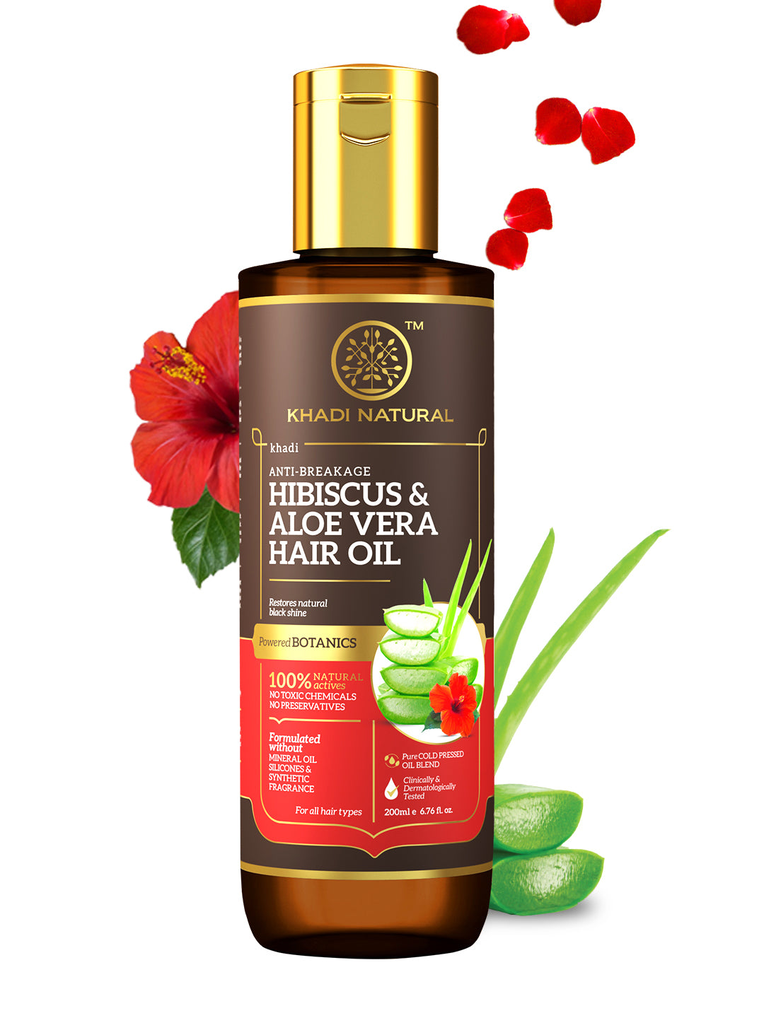 Khadi Natural Hibiscus & Aloe Vera Hair Oil - Mineral Oil, Silicones, Synthetic Fragrance Free - 200ml