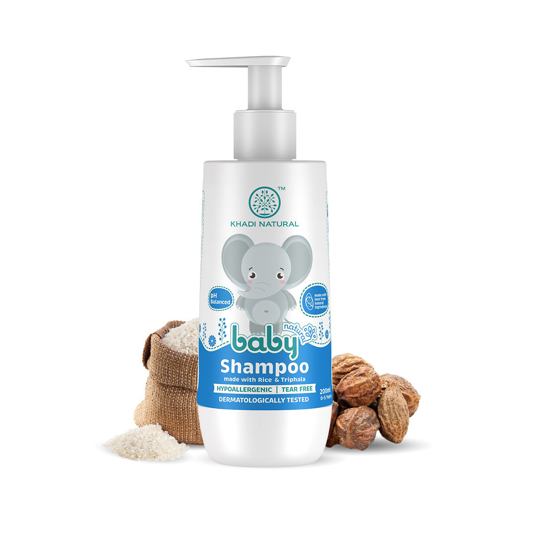 Khadi Natural Baby Hair Cleanser Made With Rice and Triphala, Tear-free Baby Shampoo, 200ml
