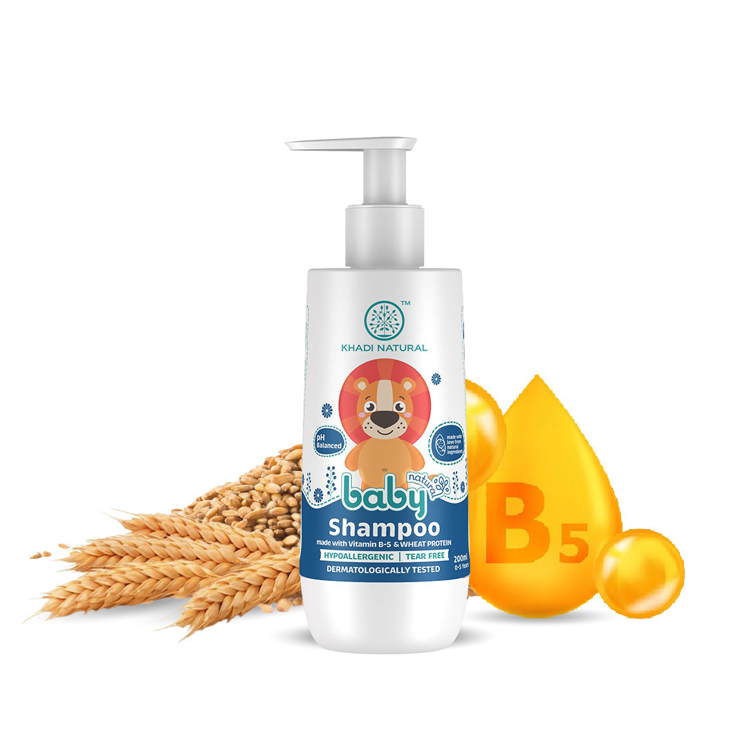 Khadi Natural Baby Hair Cleanser Made With Vitamin B-5 and Wheat Protein, Mild Baby Shampoo, 200ml