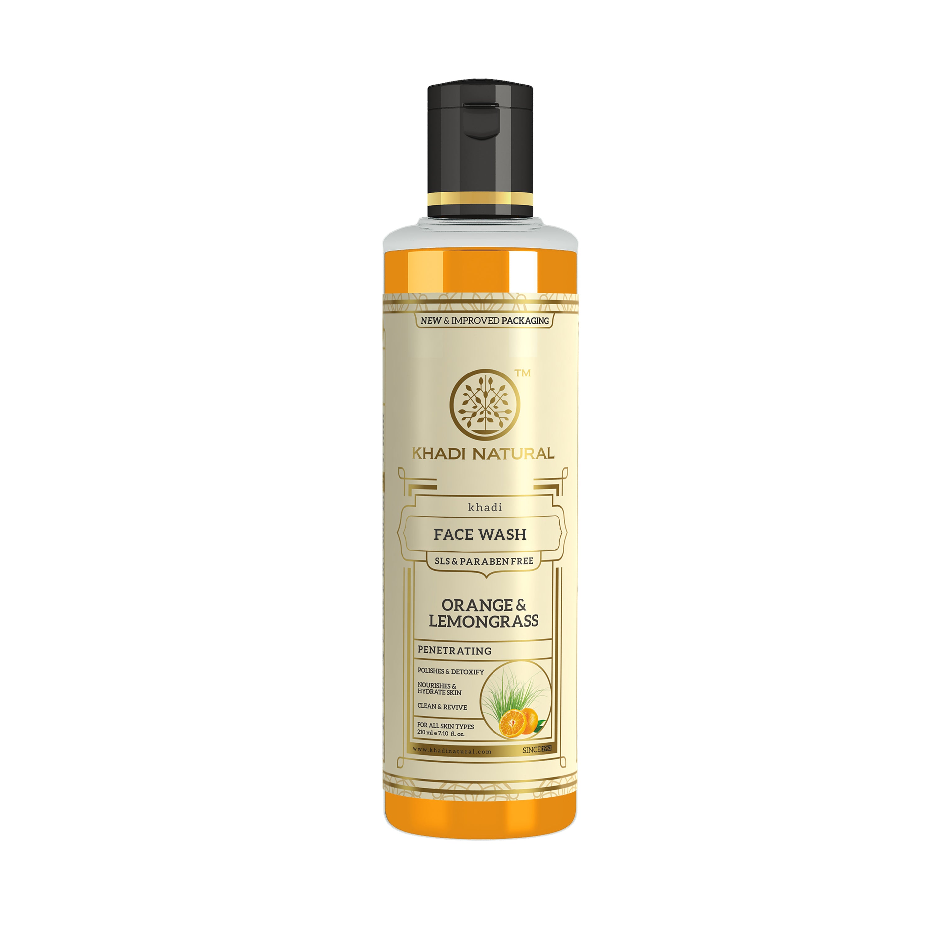 Khadi Natural Herbal Orange & Lemongrass Face Wash SLS & Paraben Free - 210ml
