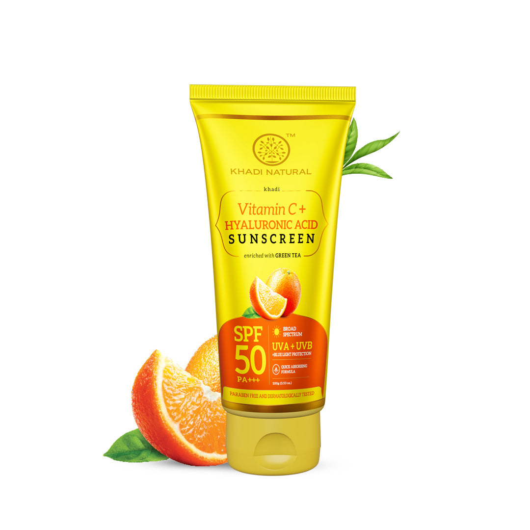 Khadi Natural Vitamin C + Hyaluronic Acid Sunscreen Aqua Gel with Green Tea - SPF 50 - 100ml Sale
