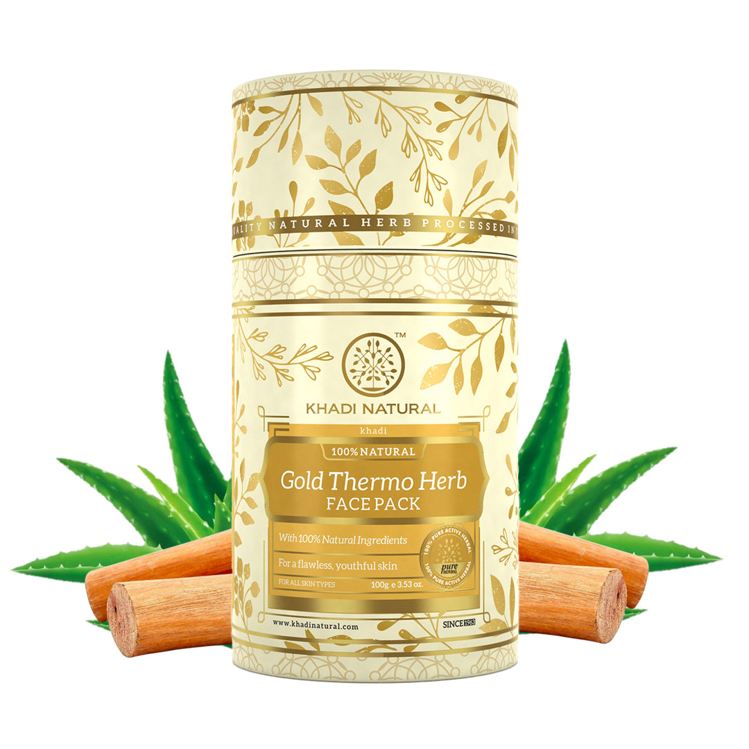 Khadi Natural Gold Thermo Herb Skin Tightning Face Pack - 100gm