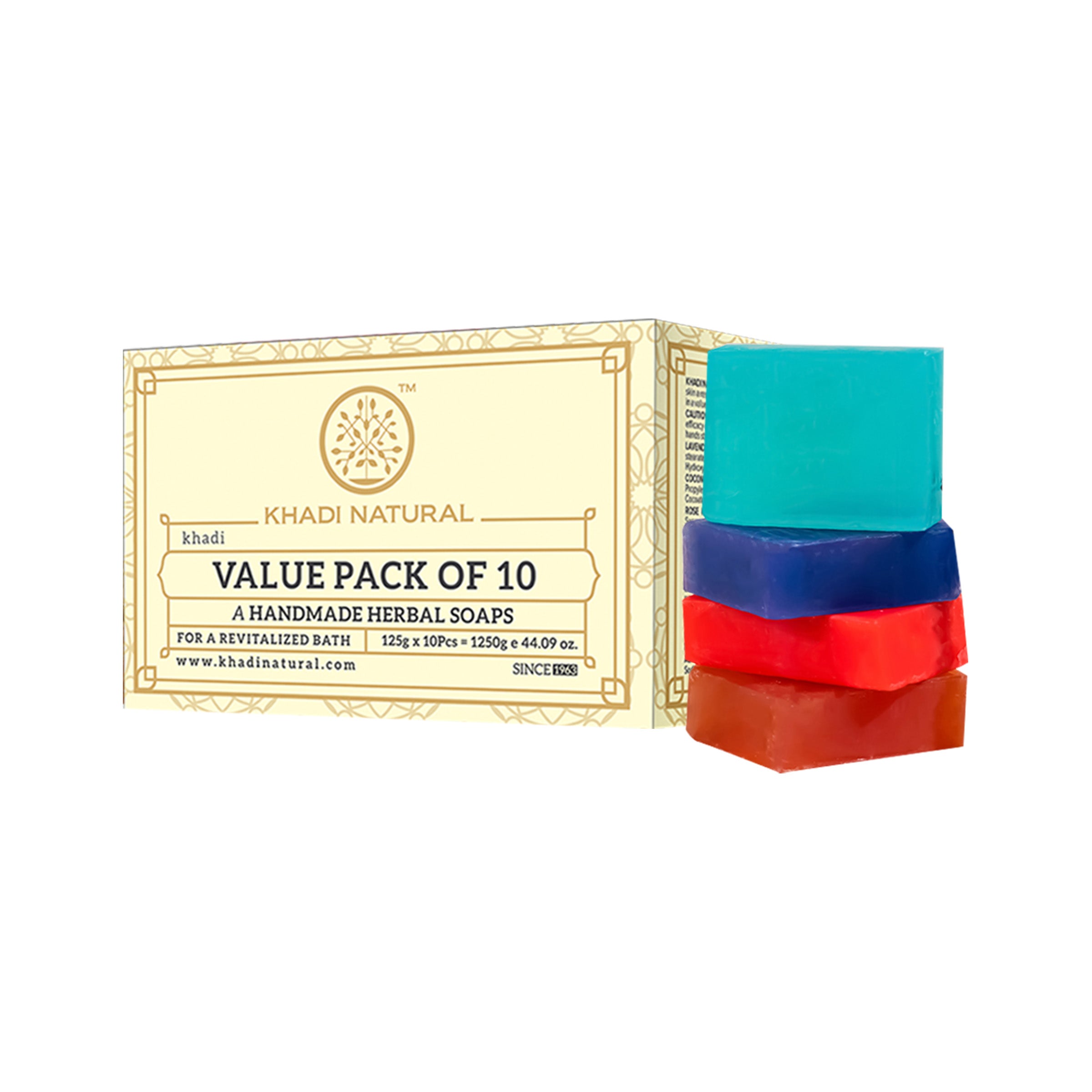Khadi Natural Herbal Soap Combo Value Pack of 10 - 125gm Each