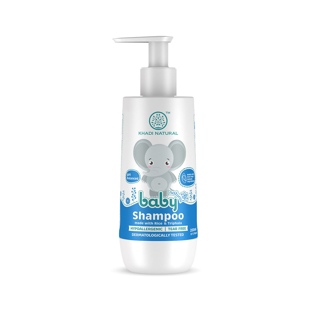 Khadi Natural Baby Hair Cleanser Made With Rice and Triphala, Tear-free Baby Shampoo, 200ml