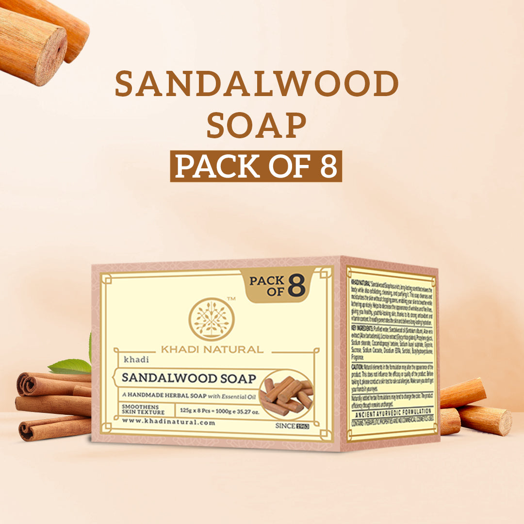 Khadi Natural Sandalwood Soap Combo Pack Of 8 – 125gm Each