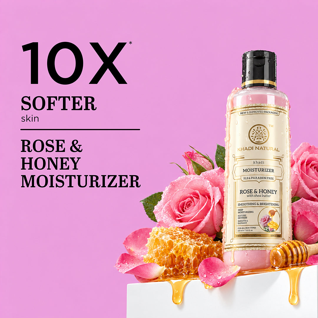 Khadi Natural Rose & Honey Moisturiser SLS & Paraben Free - 210ml Sale