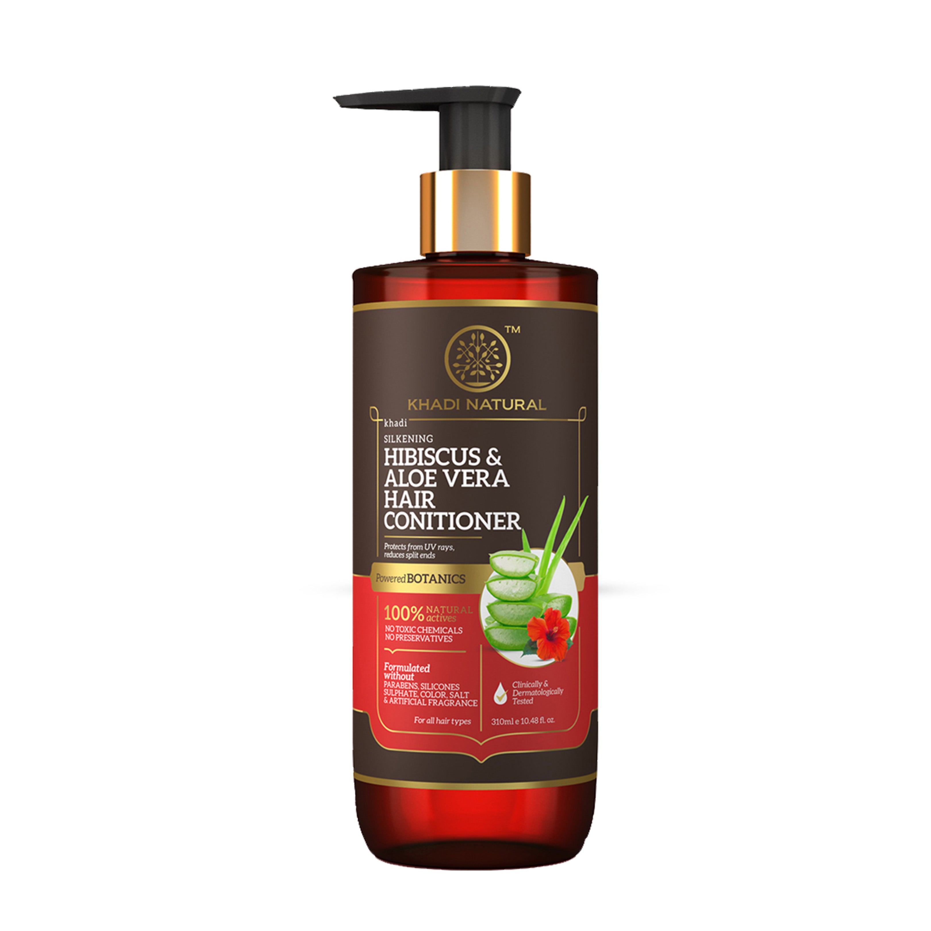 Khadi Natural Hibiscus & Aloe Vera Hair Conditioner - Parabens, Silicones, Sulphate, Color, Salt & Artificial Fragrance Free - 310ml