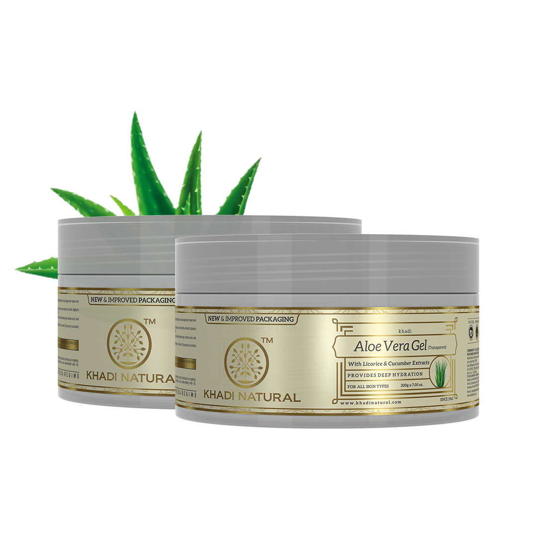 Khadi Natural Aloe Vera Transparent Gel Combo Pack of 2 - 200gm Each S
