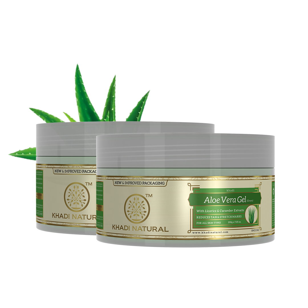 Khadi Natural Aloe vera - green gel Combo Pack Of 2 β 100gm Each Sale