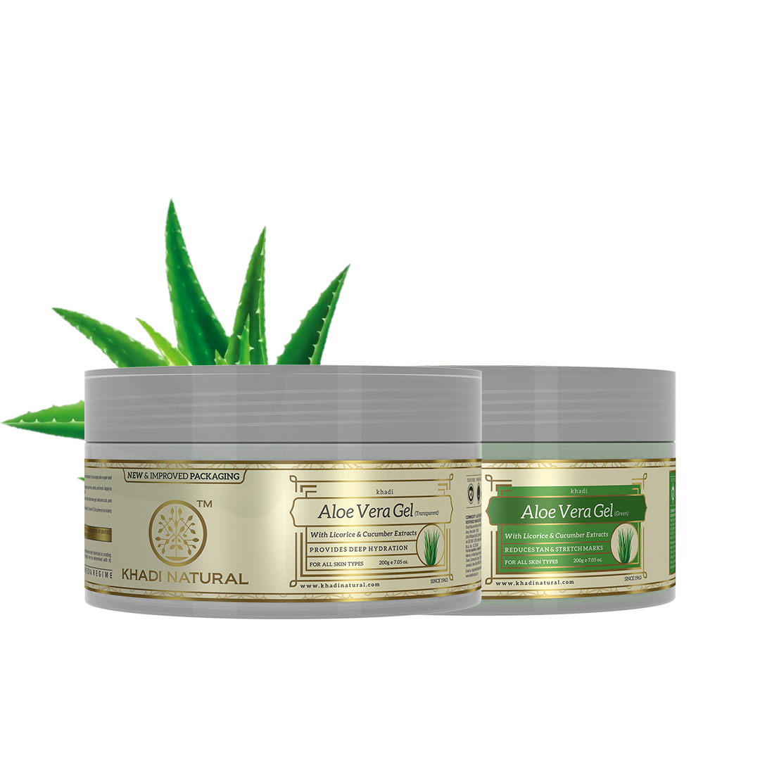 Khadi Natural Aloe Vera Green + Transparent Gel Set of 2 (Buy 7 Pr
