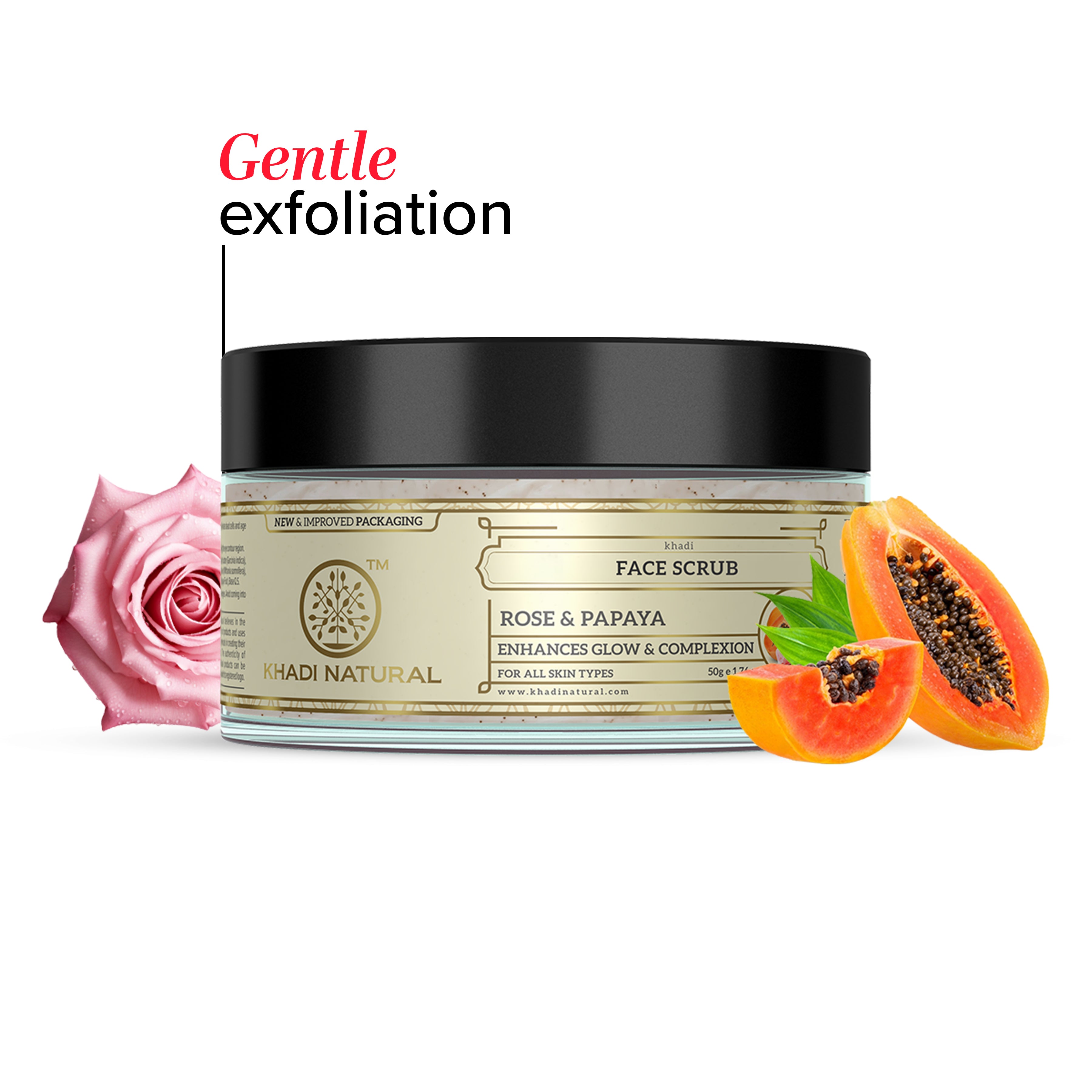 Khadi Natural Rose & Papaya Face Scrub - 50gm