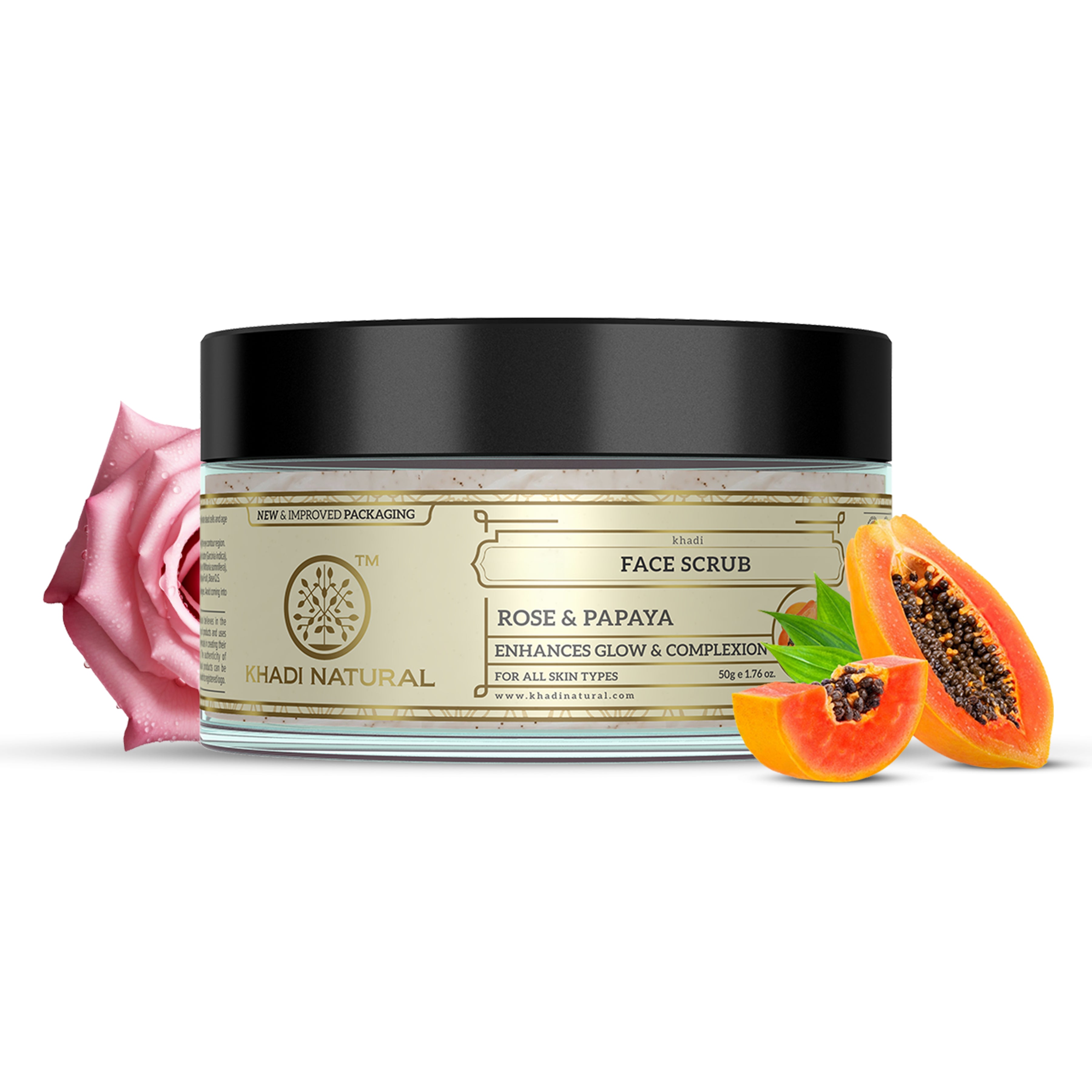 Khadi Natural Rose & Papaya Face Scrub - 50gm