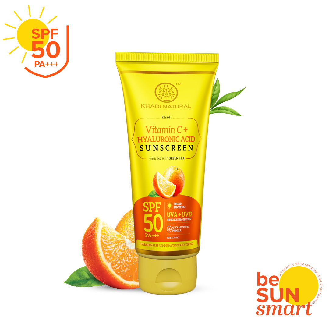 Khadi Natural Vitamin C + Hyaluronic Acid Sunscreen Aqua Gel with Green Tea - SPF 50 - 100ml Sale