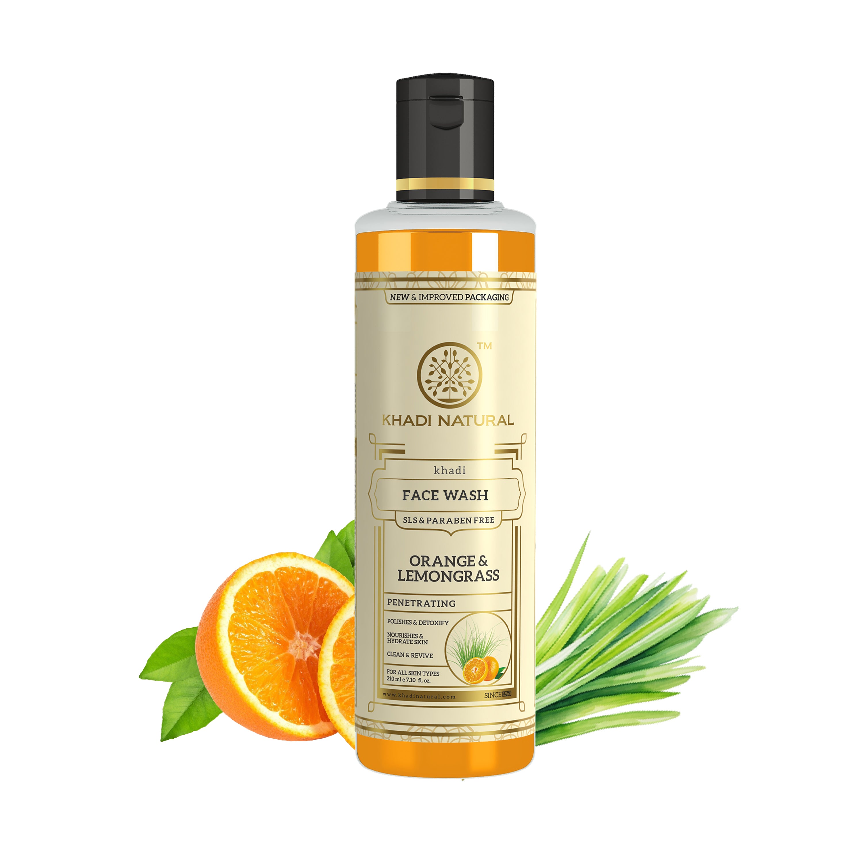 Khadi Natural Herbal Orange & Lemongrass Face Wash SLS & Paraben Free - 210ml