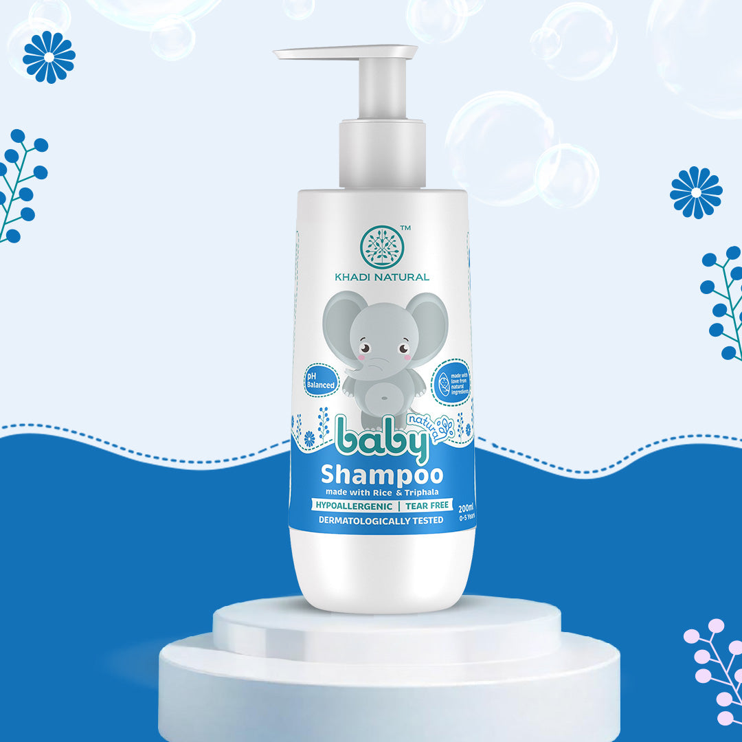 Khadi Natural Baby Hair Cleanser Made With Rice and Triphala, Tear-free Baby Shampoo, 200ml