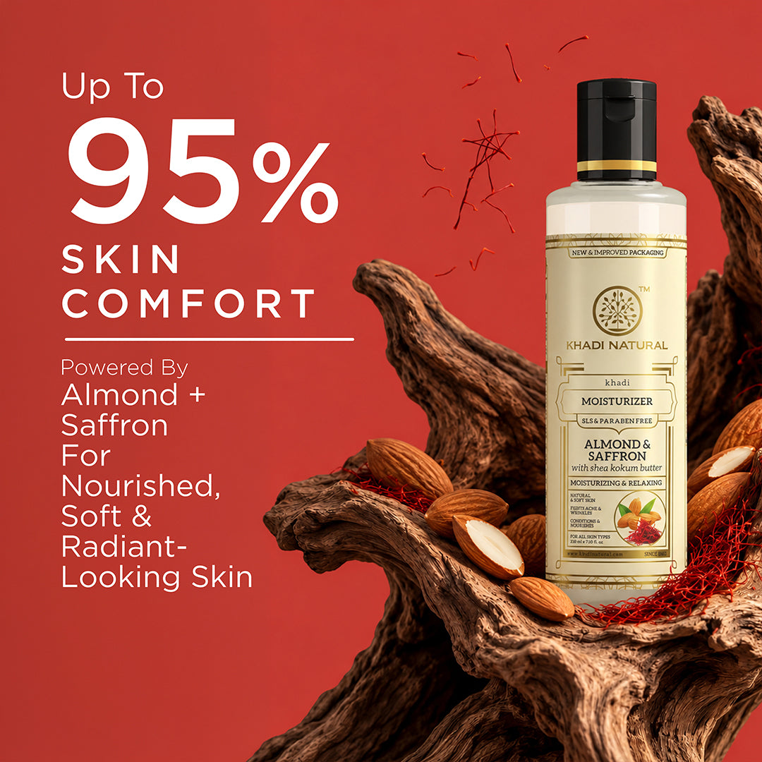 Khadi Natural Almond & Saffron Moisturizer- SLS & Paraben Free - 210ml