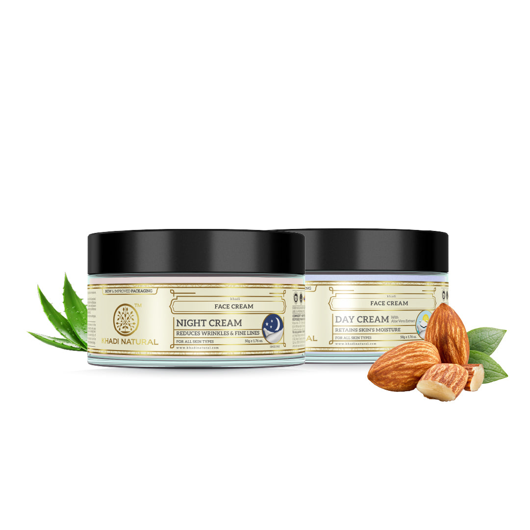 Khadi Natural Day Bright & Night Repair Cream Combo - Pack of 2 (50gm Each)