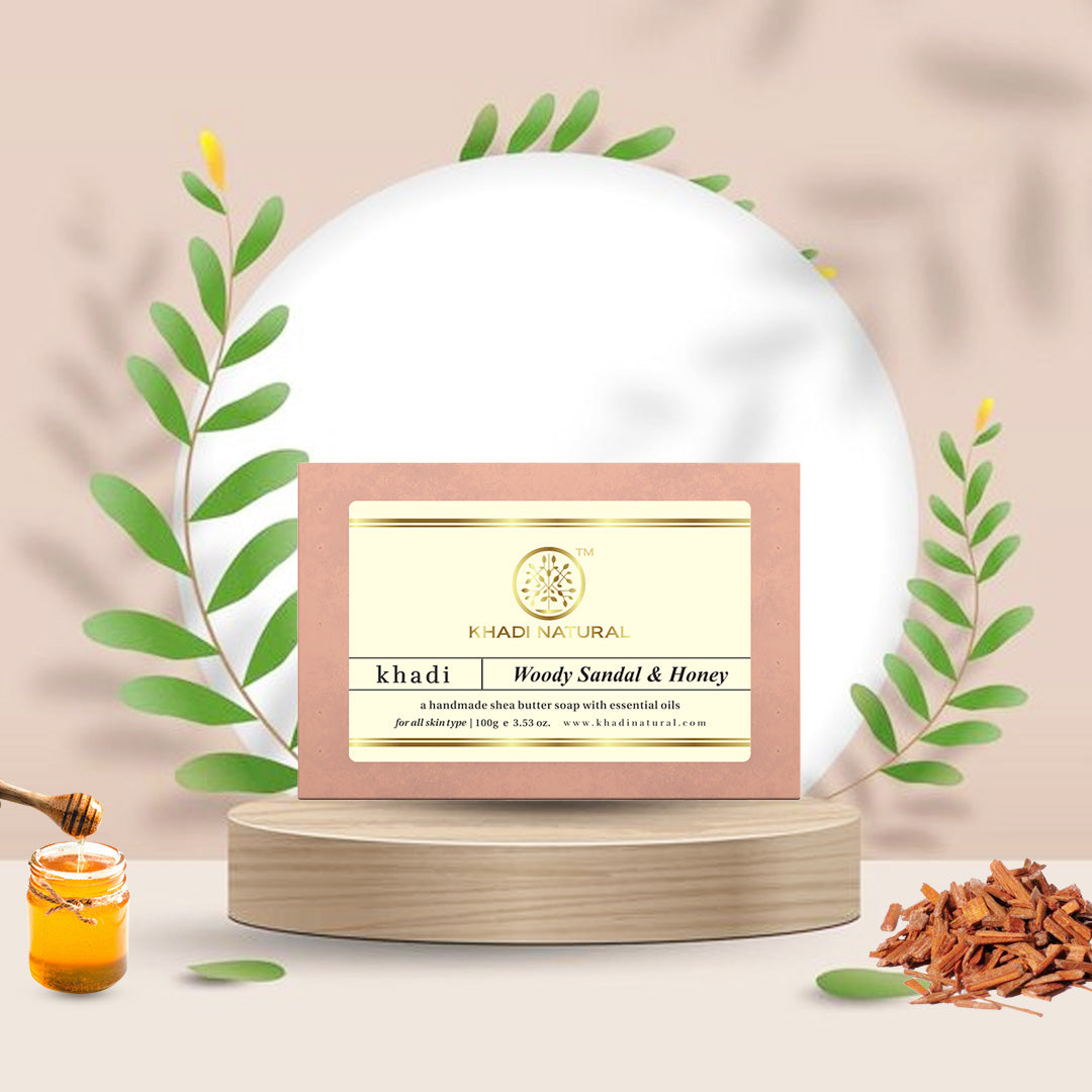 Khadi Natural Woody Sandal & Honey Soap - 100gm