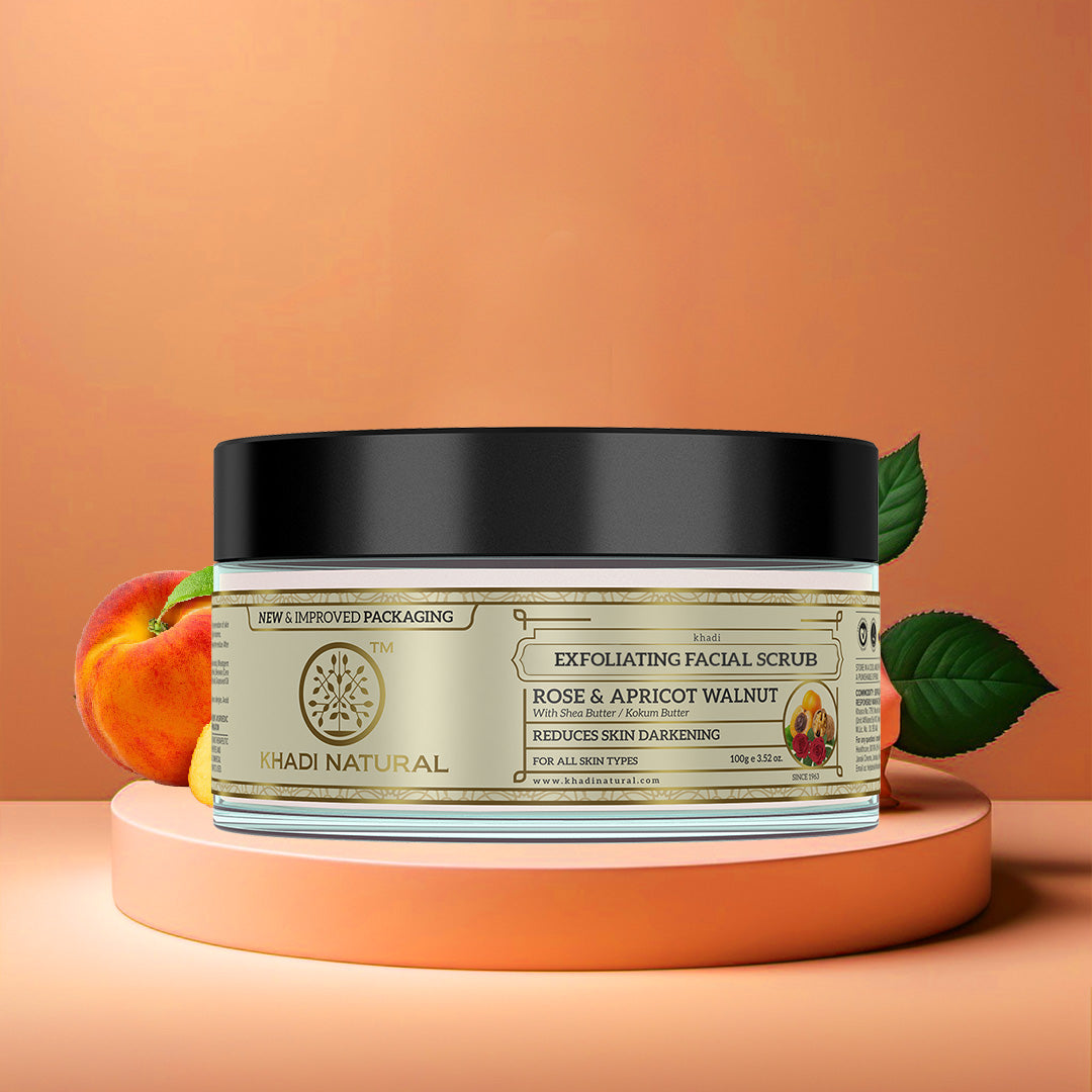 Khadi Natural Apricot & Walnut Face Cream Scrub with Rose - 100gm