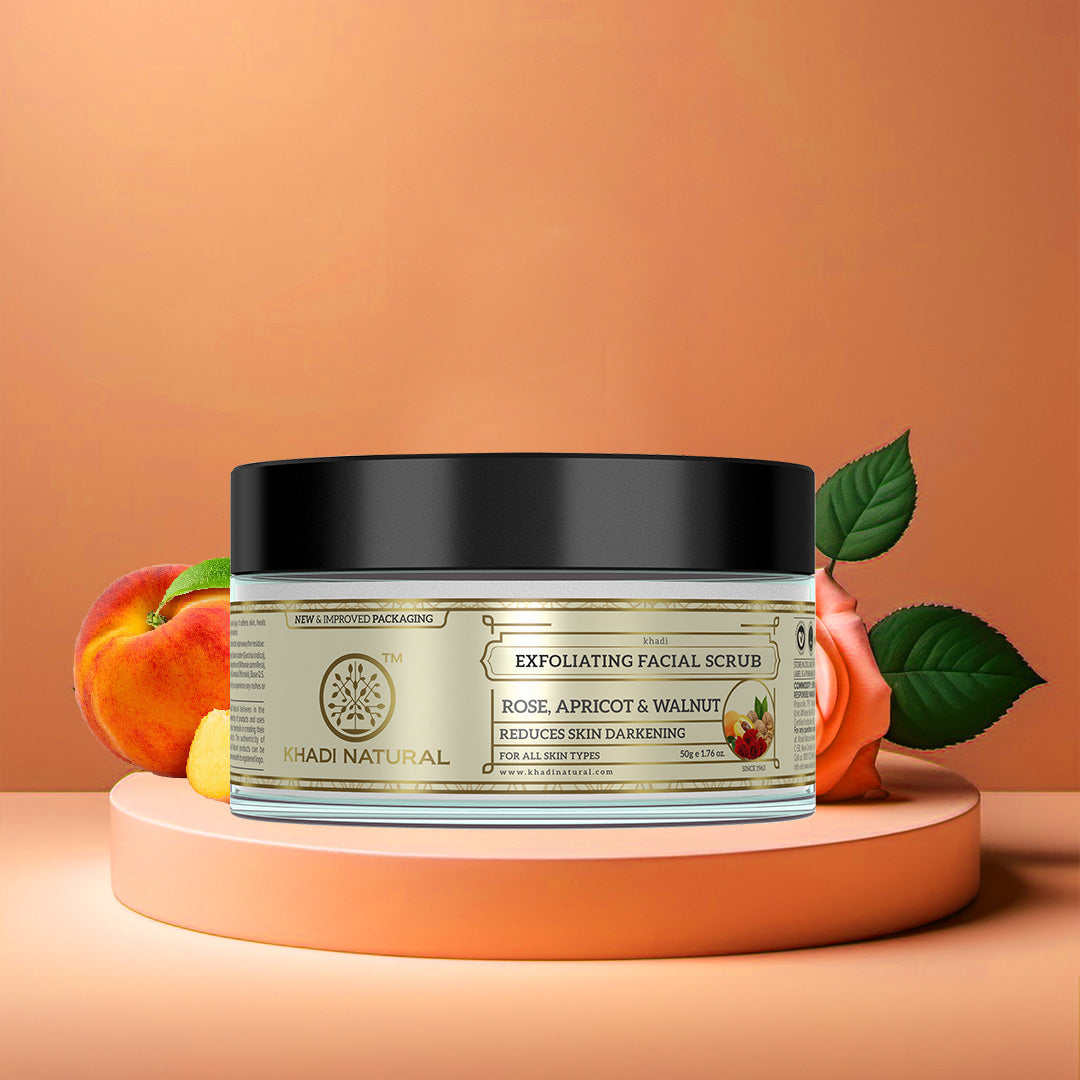 Khadi Natural Rose Apricot & Walnut Exfoliating Facial Scrub - 50gm