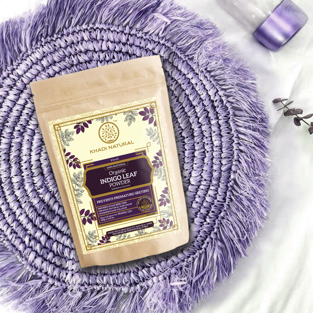 Khadi Natural Organic Indigo Leaf Hair Color Powder - 100% Natural - 100gm