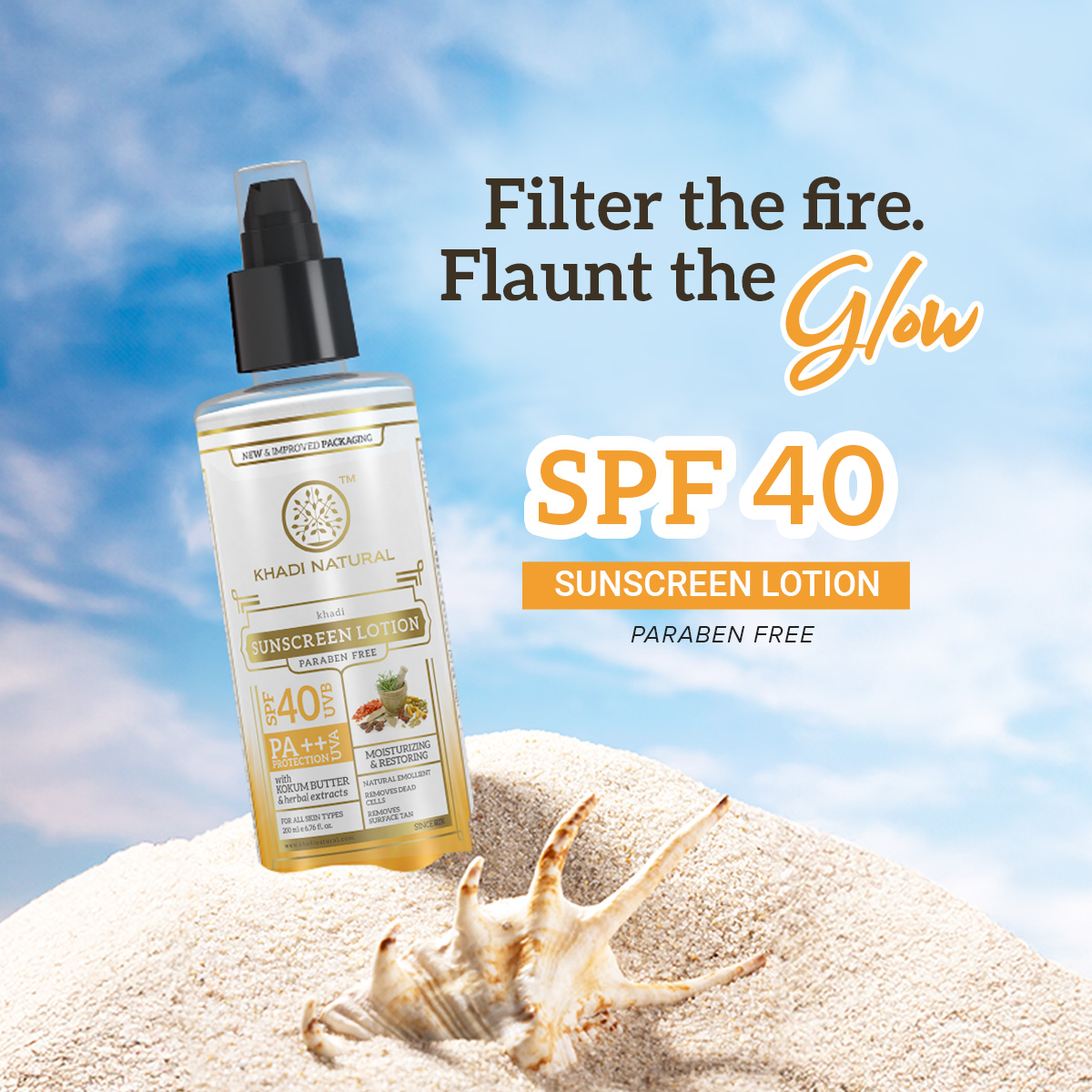 Khadi Natural Sunscreen Moisturising Lotion - SPF 40 - 100ml