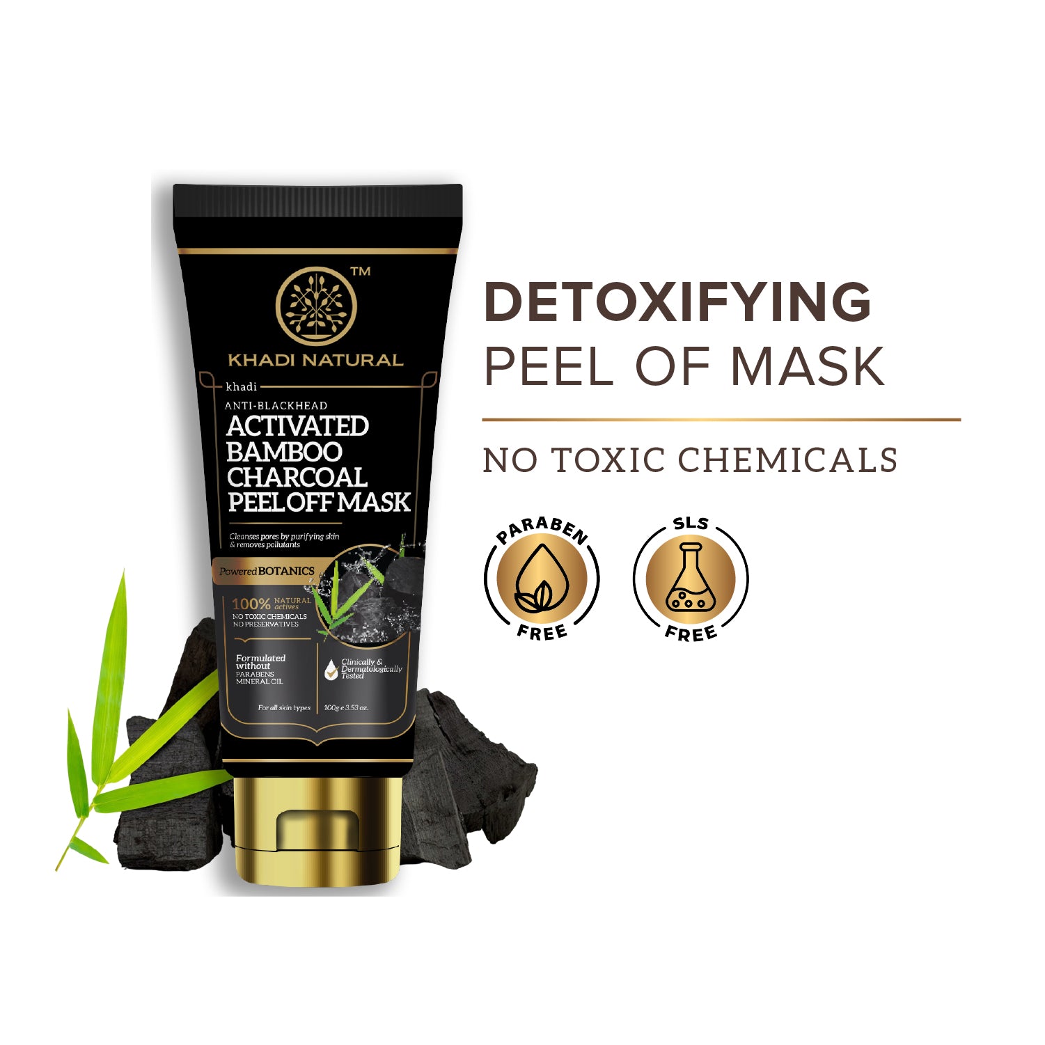 Khadi Natural Activated Bamboo Charcoal Peel Off Mask - 100gm