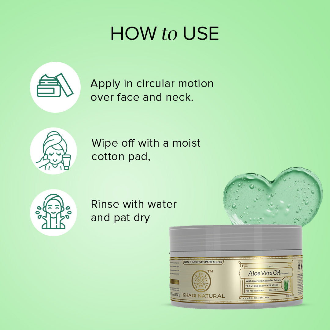 Khadi Natural Aloe Vera Transparent Gel Combo Pack of 2 - 200gm Each Sale