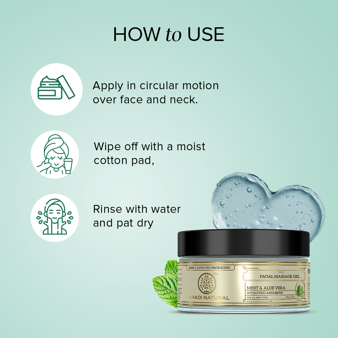 Khadi Natural Mint & Aloevera Face Massage Gel - 100gm Sale