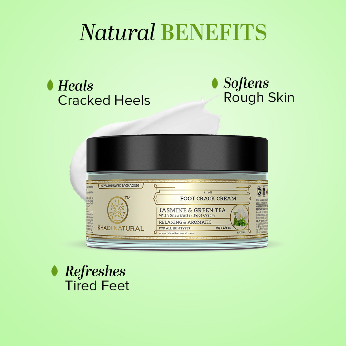 Khadi Natural Jasmine & Green Tea Foot Crack Cream - With Sheabutter - 50gm
