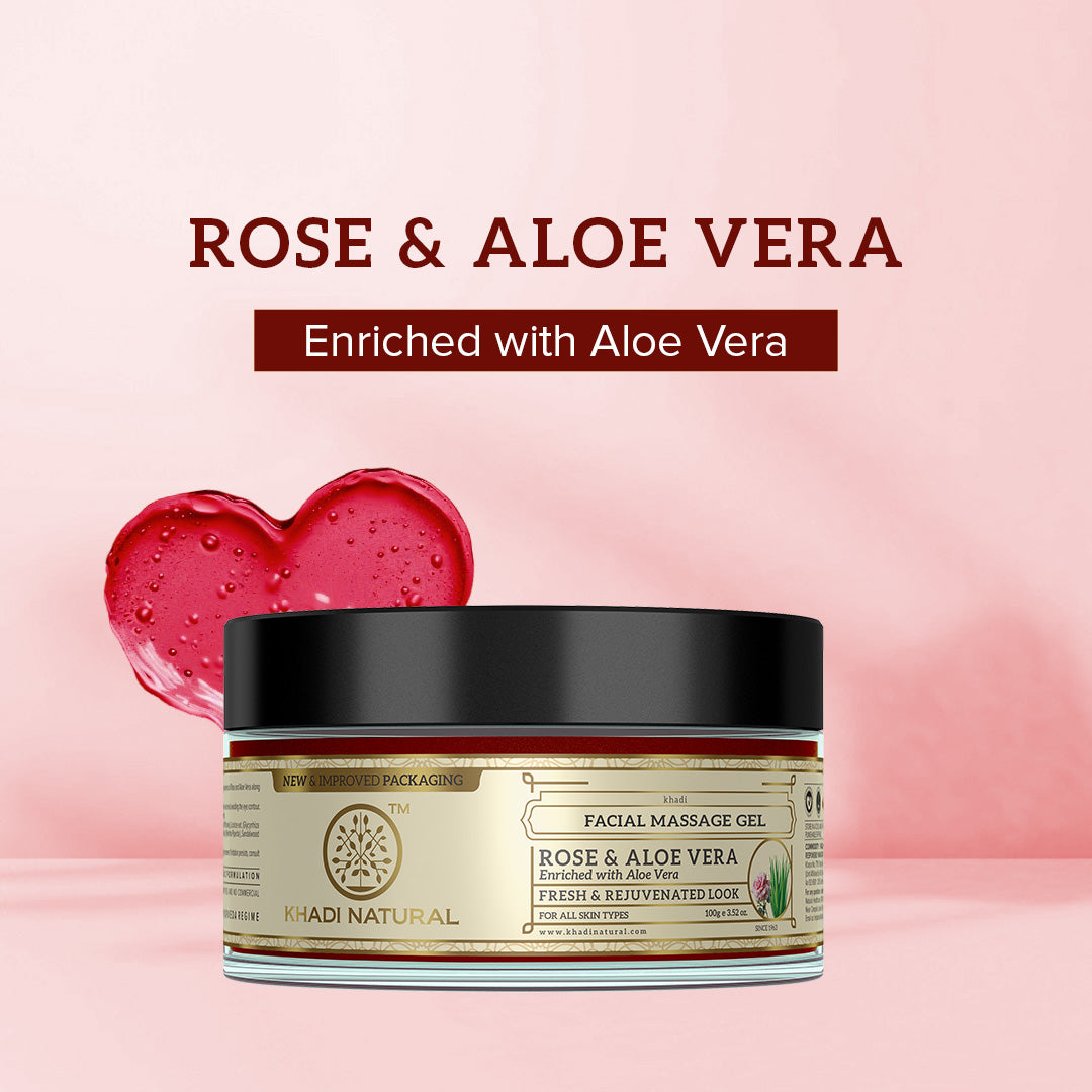 Khadi Natural Rose & Aloevera Facial Massage Gel - 100gm