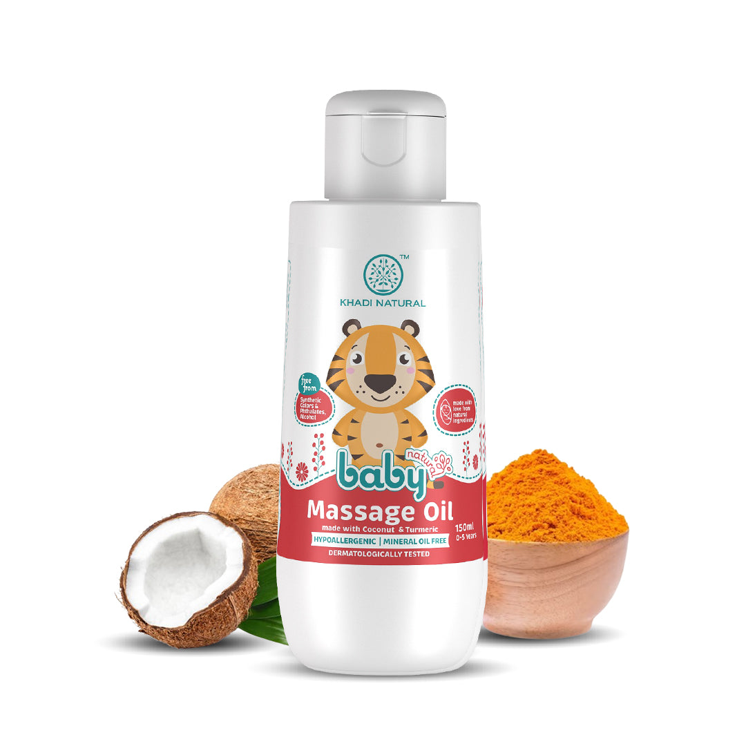 Khadi Natural Baby Massage Oil with Coconut and Turmeric for Nourishing Skin - 150ml