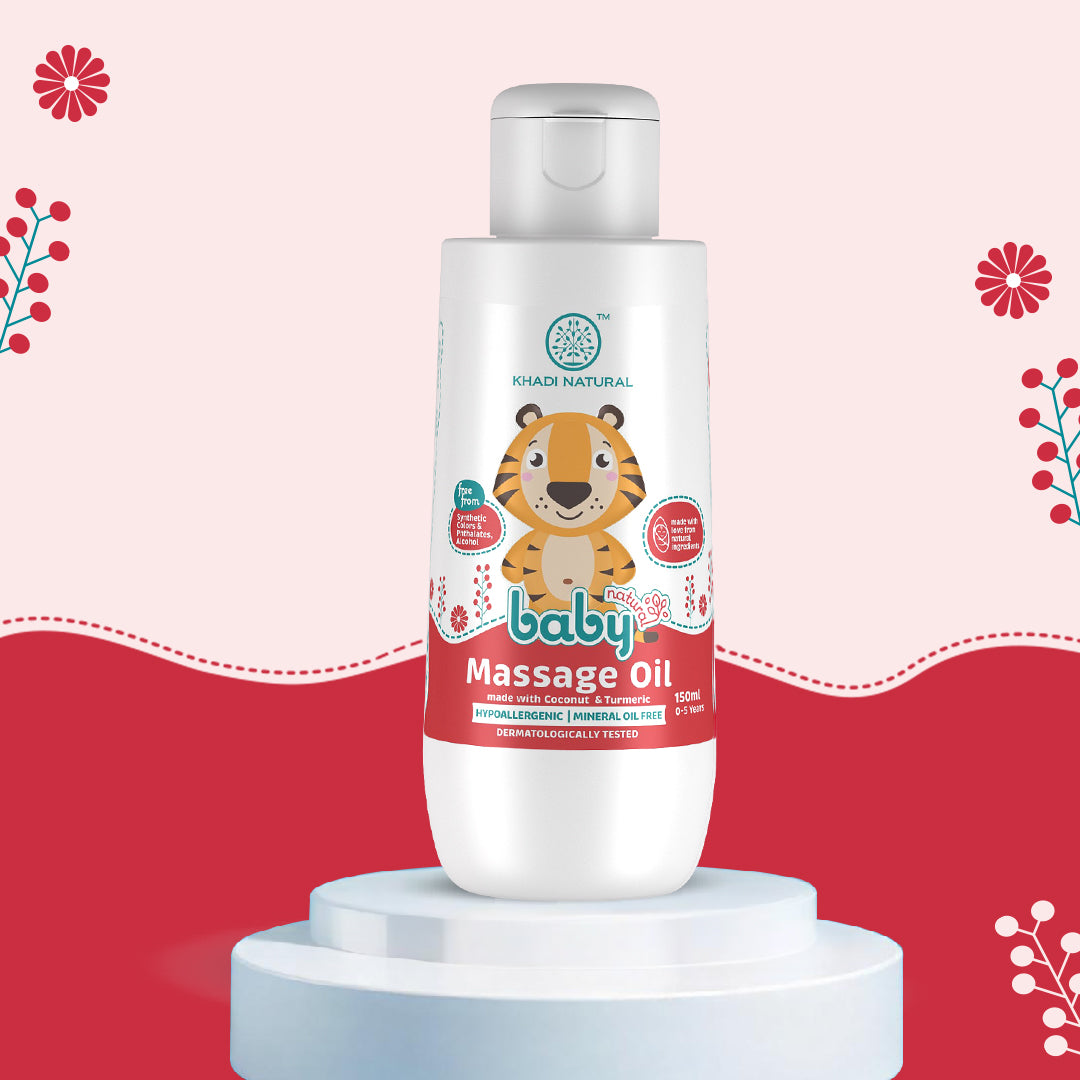 Khadi Natural Baby Massage Oil with Coconut and Turmeric for Nourishing Skin - 150ml
