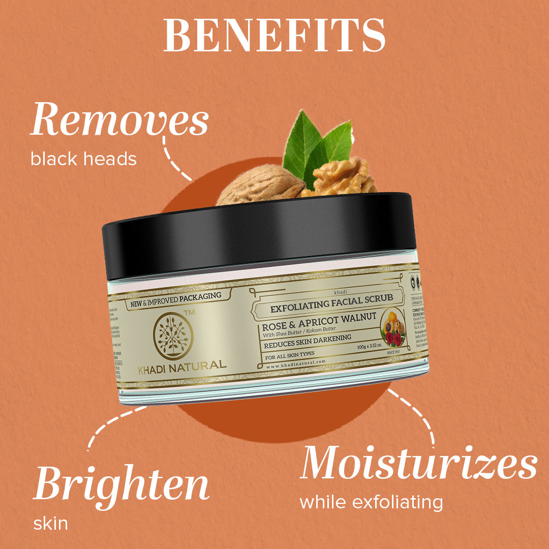 Khadi Natural Apricot & Walnut Face Cream Scrub with Rose - 100gm