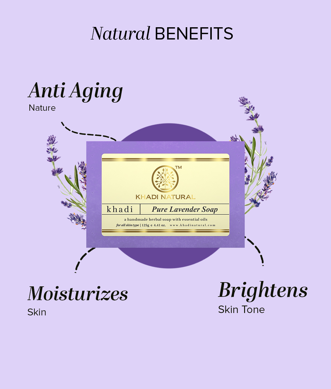Khadi Natural Herbal Pure Lavender Soap Combo Pack Of 5 – 125gm Each