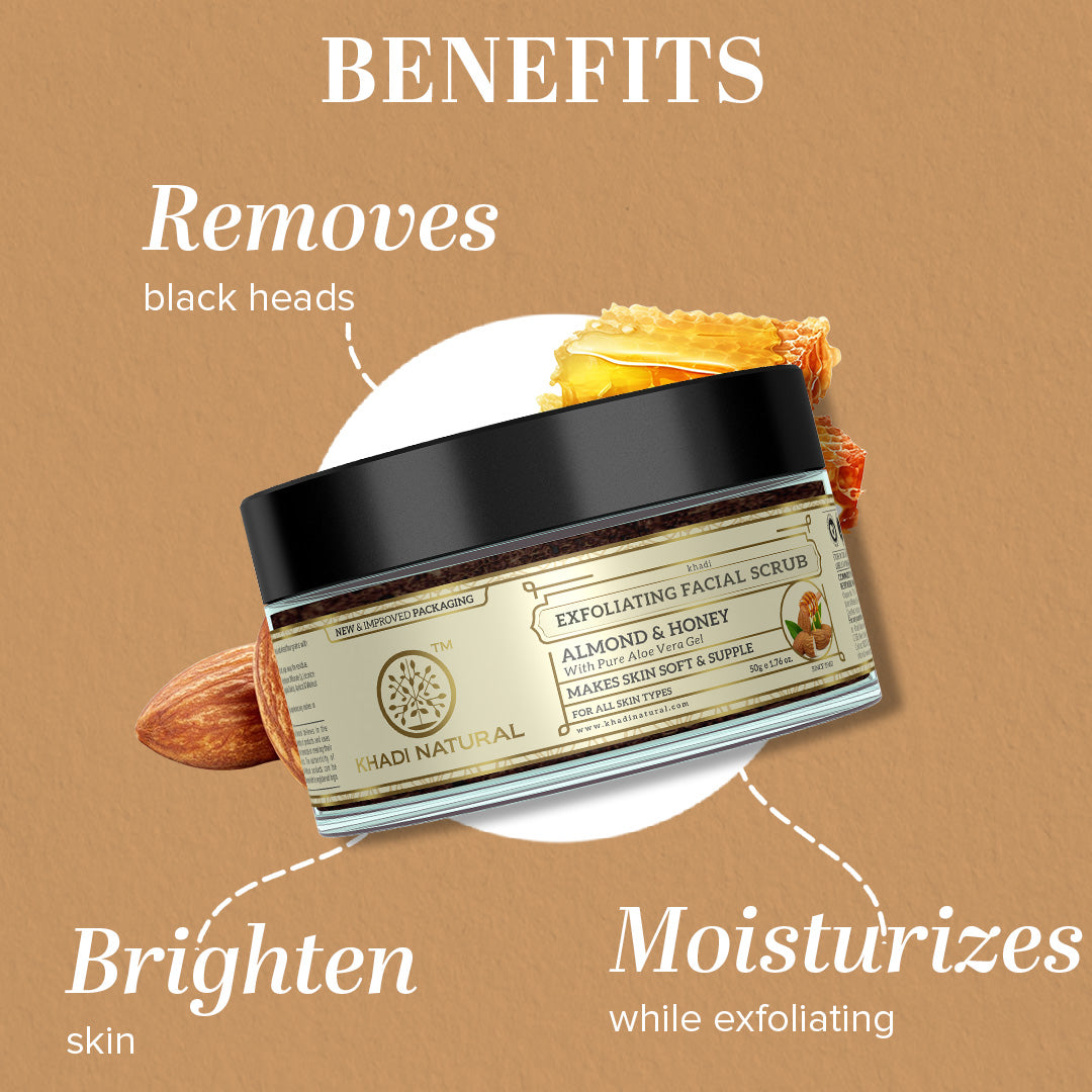 Khadi Natural Almond & Honey Facial Massage Gel with Scrub - 50gm