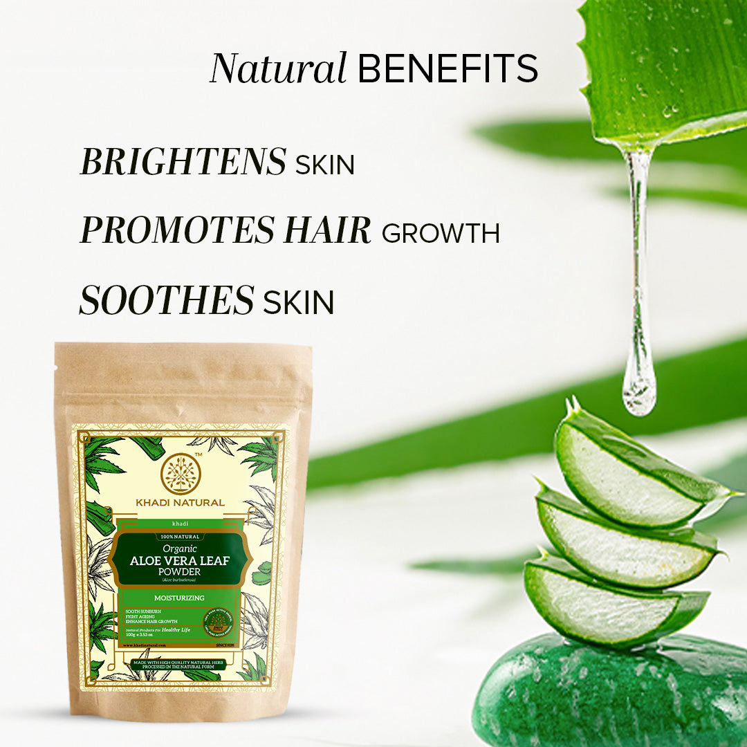 Khadi Natural Organic Aloe Vera Leaf Powder For Hair Care- 100% Natural - 100gm