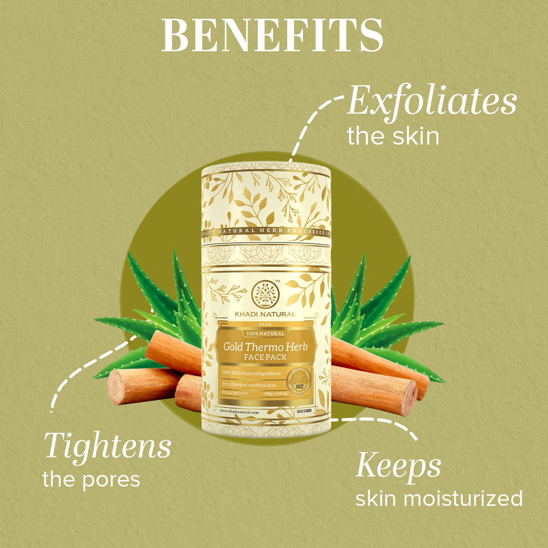 Khadi Natural Gold Thermo Herb Skin Tightning Face Pack - 100gm