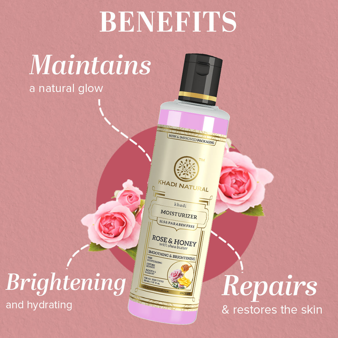 Khadi Natural Rose & Honey Moisturiser SLS & Paraben Free - 210ml Sale