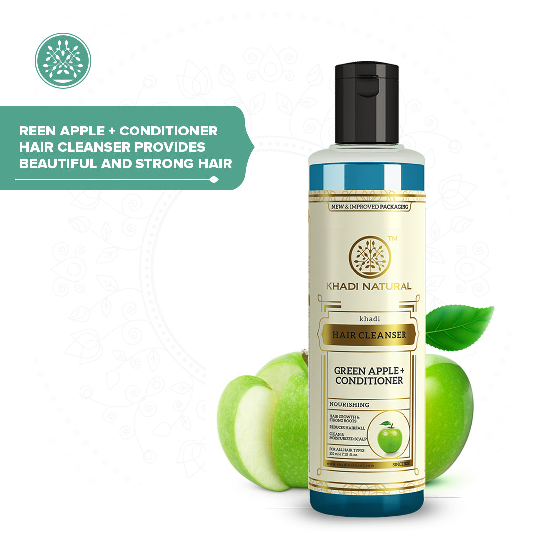 KHADI NATURAL Green Apple + Conditioner Hair Cleanser - 210 ml