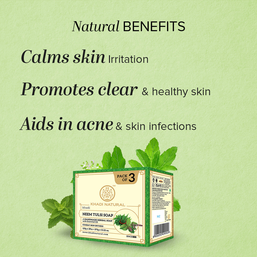 Khadi Natural Herbal Neem Tulsi Soap Combo Pack Of 3 ā 125gm Each