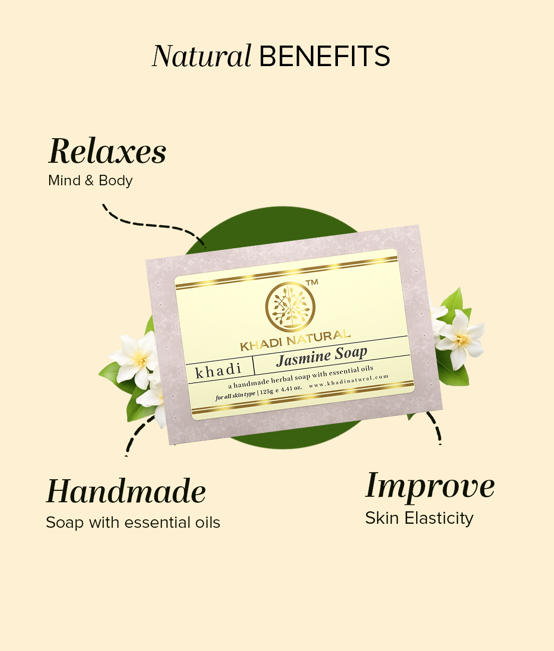 Khadi Natural Herbal Jasmine Soap - 125gm