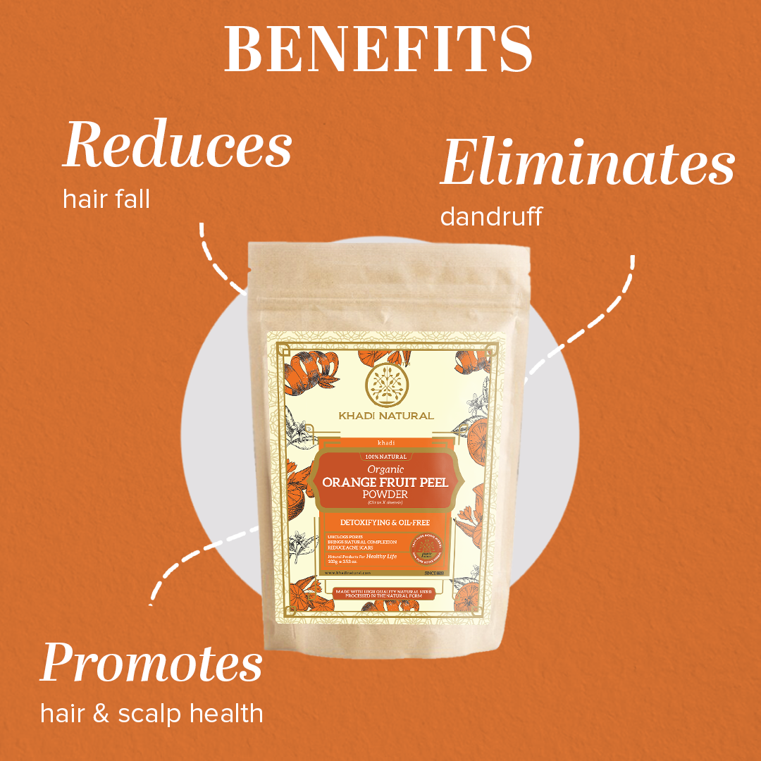Khadi Natural Organic Orange Peel Powder For Hair Care - 100% Natural - 100gm