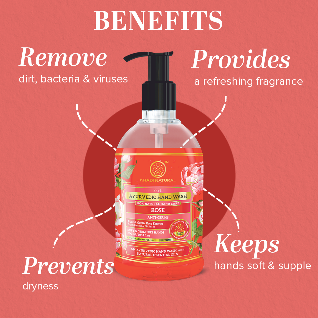 Khadi Natural Anti Germ Rose Handwash - 300ml