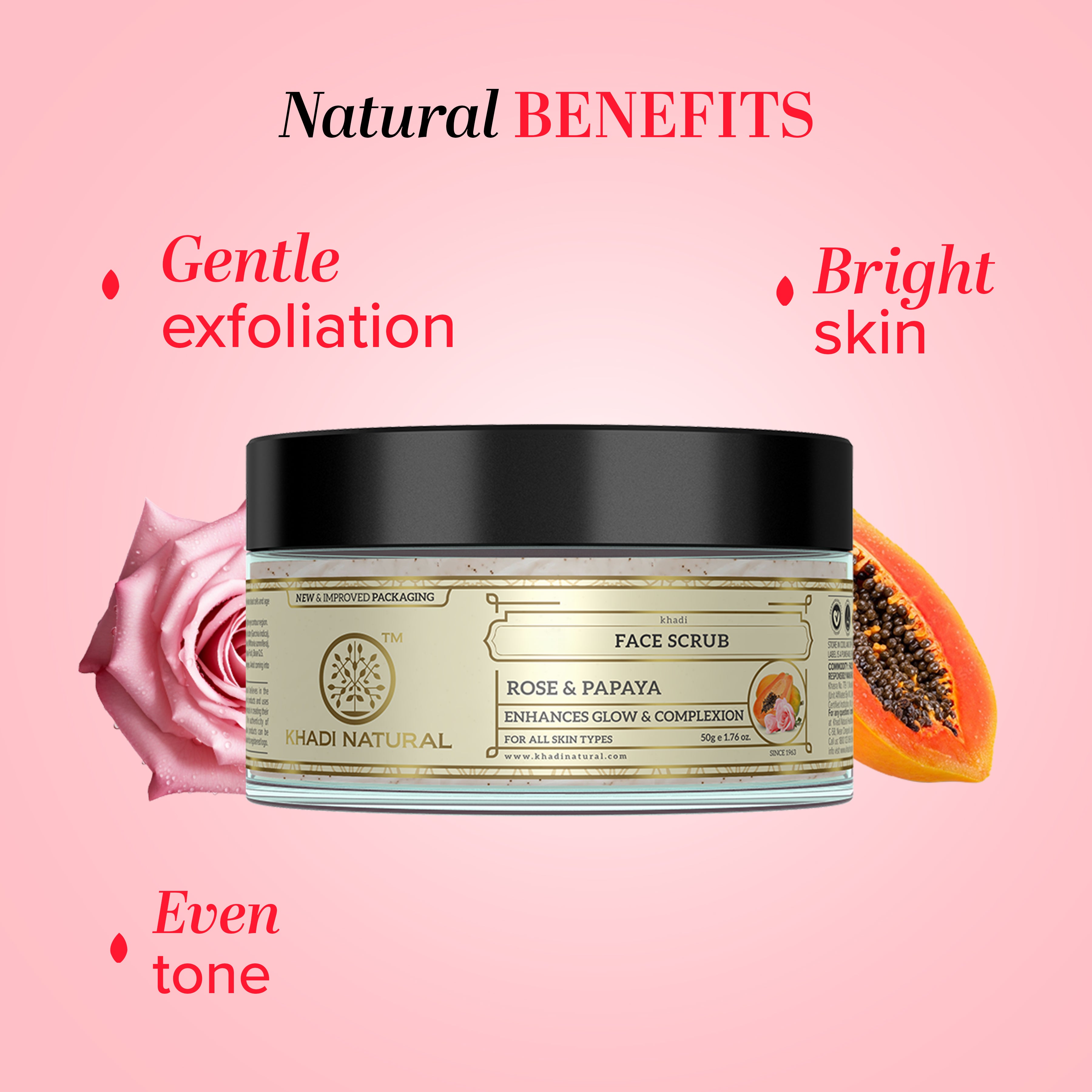 Khadi Natural Rose & Papaya Face Scrub - 50gm
