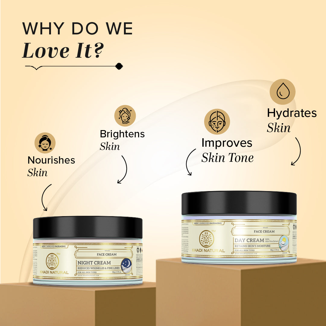 Khadi Natural Day Bright & Night Repair Cream Combo - Pack of 2 (50gm Each)
