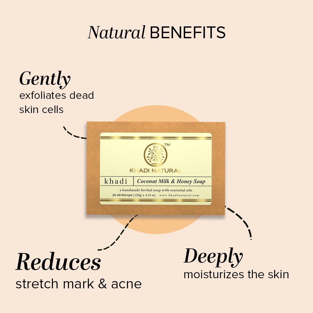 Khadi Natural Herbal Coconut Milk & Honey Soap Combo Pack Of 5 – 125gm Each