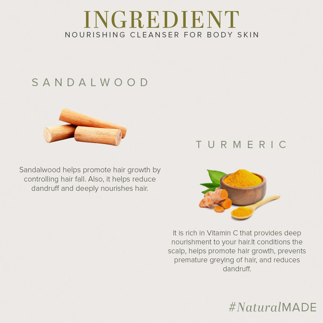 Khadi Natural Sandalwood & Turmeric Body Wash SLS & Paraben Free - 210ml