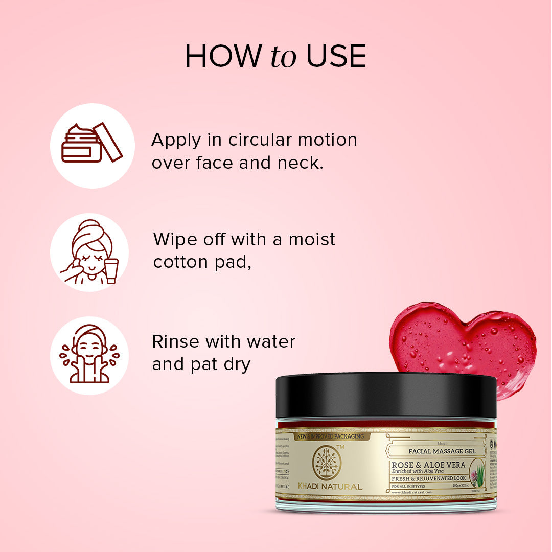 Khadi Natural Rose & Aloevera Facial Massage Gel - 100gm