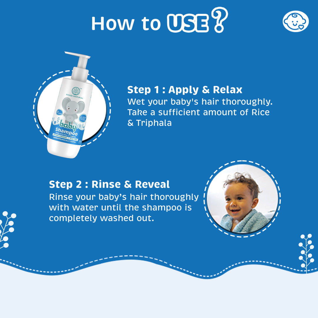 Khadi Natural Baby Hair Cleanser Made with Rice and Triphala, Tear-free Baby Shampoo - 200ml